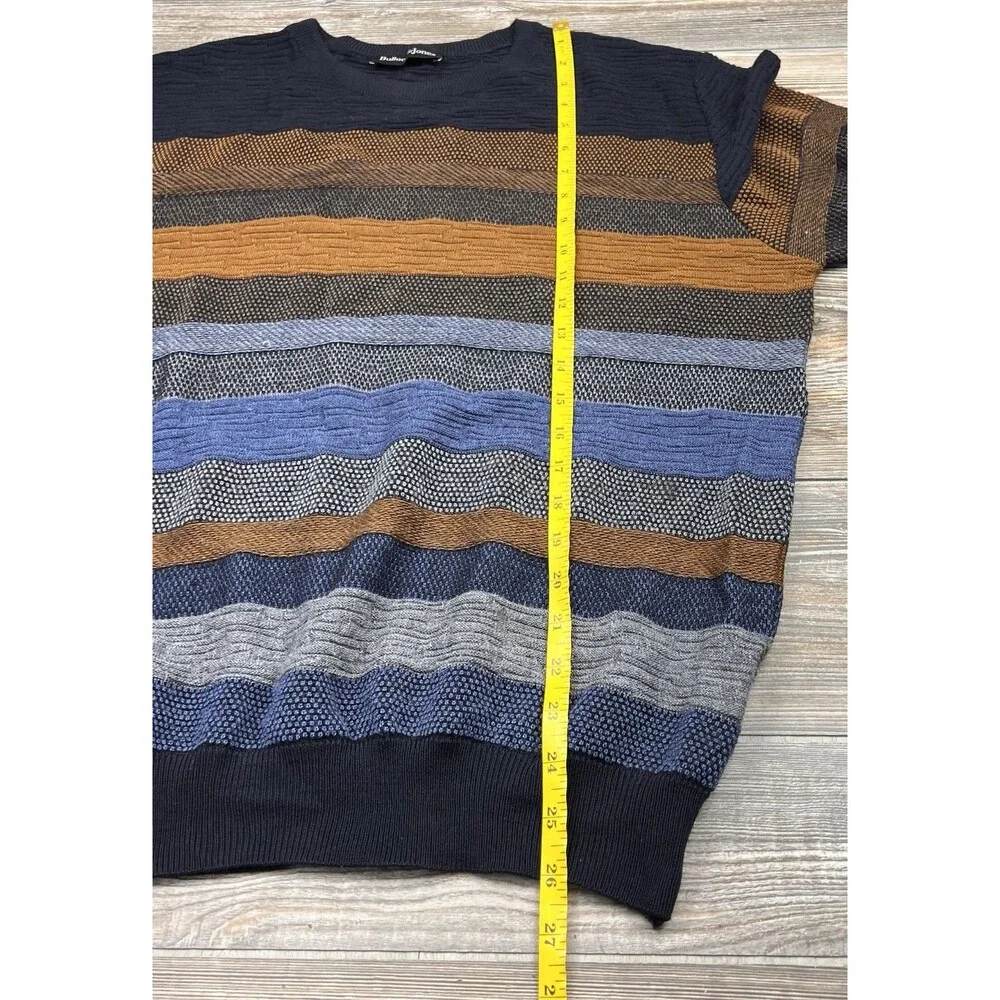 Bullock & Jones Striped Virgin Wool & Acrylic Sweater‎ Size L Blue/Brown ITALY